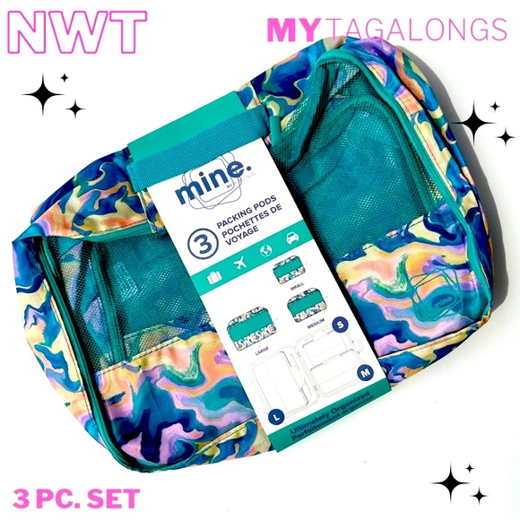 Handbags - NWT- Marble Packing Pods Blue - 3 piece Set - MyTagalongs